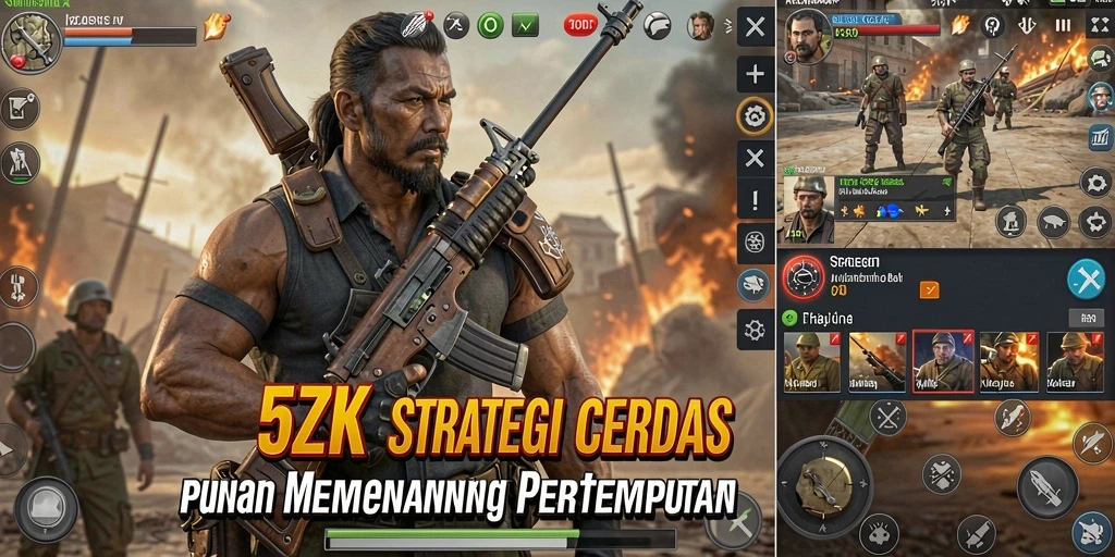 Screenshot gameplay menunjukkan pertarungan taktis dalam <strong>5ZK</strong> dengan berbagai unit berstrategi.