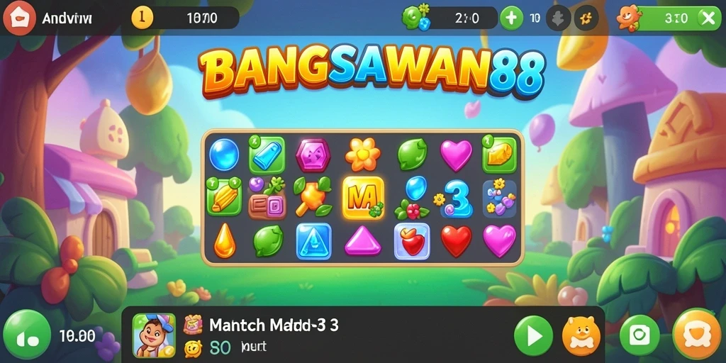 Tampilan gameplay seru dari BANGSAWAN88 dalam mode Match-3.