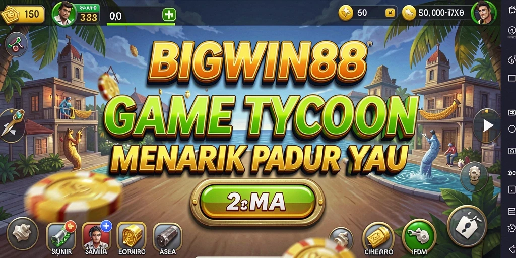 Tangkapan layar gameplay BIGWIN88 yang menunjukkan simulasi bisnis Tycoon.
