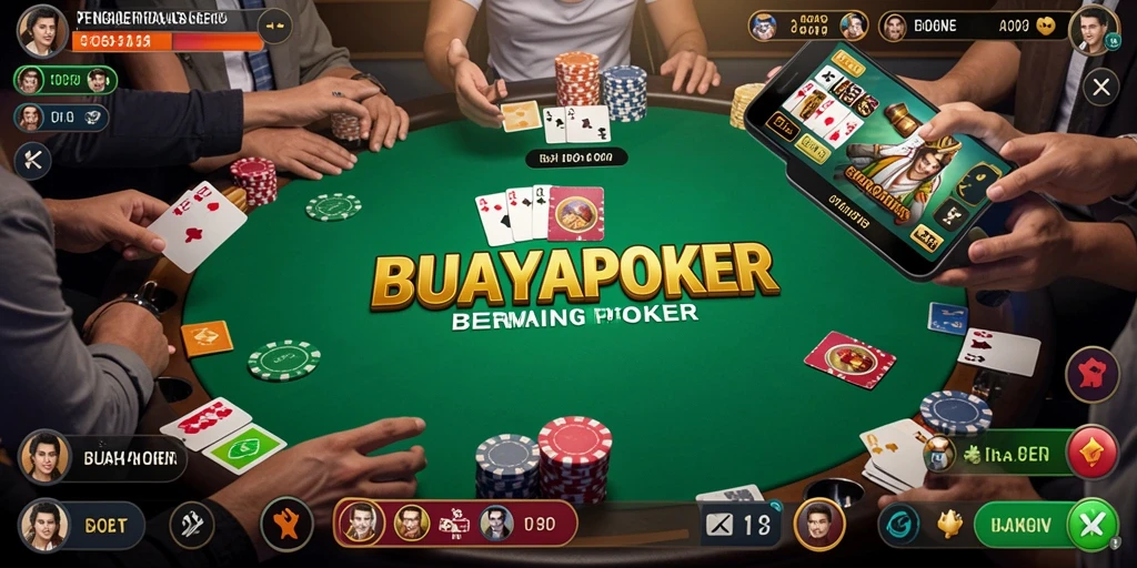 Tangkapan layar utama gameplay BUAYAPOKER yang menampilkan pertempuran poker yang menegangkan.