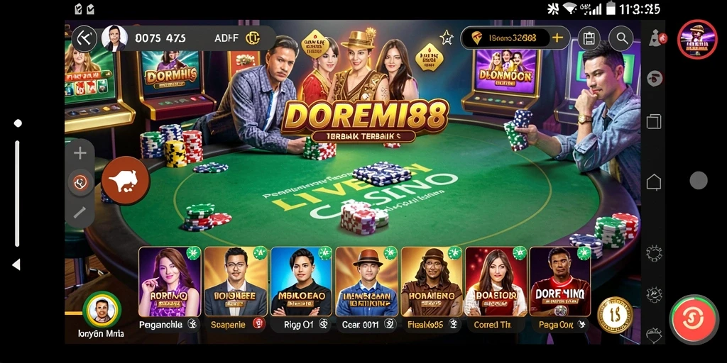 Screenshot gameplay DOREMI88 menampilkan momen seru saat bermain Live Casino.