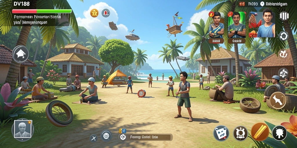 Gameplay DV188 yang ceria dan penuh warna.