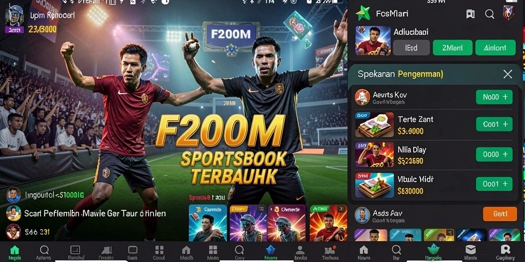 Screenshot utama F200M menampilkan interface taruhan yang menarik.