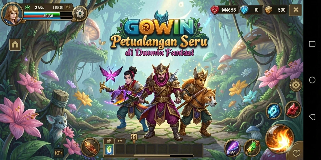 Gameplay menawan GOWIN di dunia petualangan yang penuh warna.