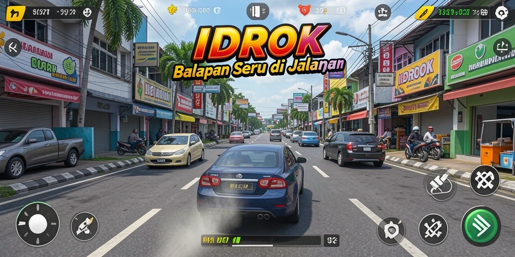Tampilan gameplay balapan yang mendebarkan di IDROK.