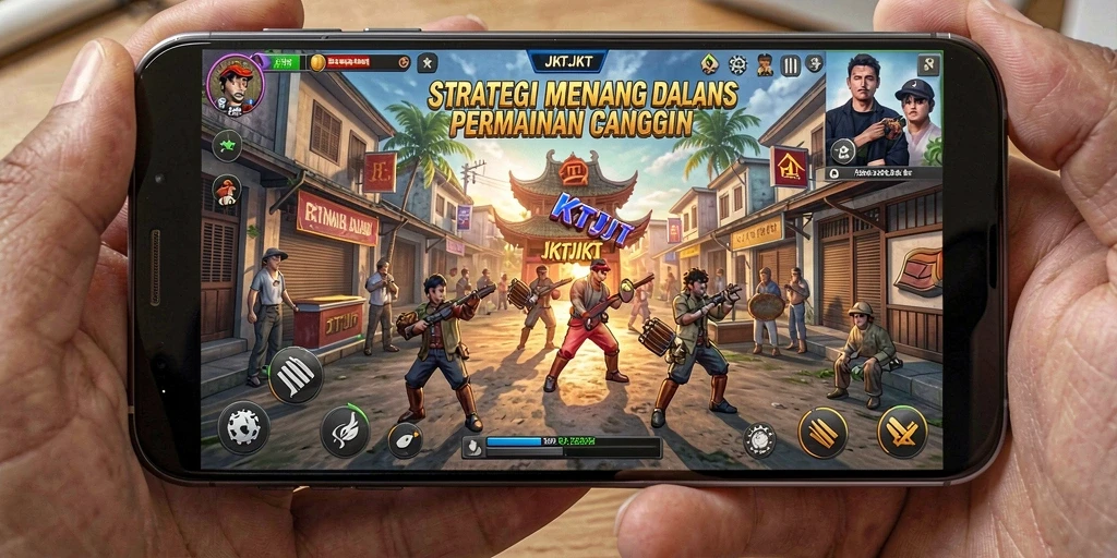 Tangkapan layar menunjukkan aksi intens di JKTJKT dengan pertempuran strategi yang dinamis.