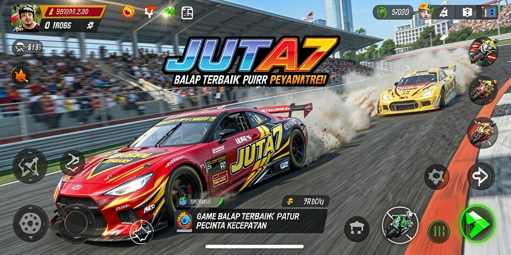 Tampilan gameplay balap yang memukau di JUTA7.