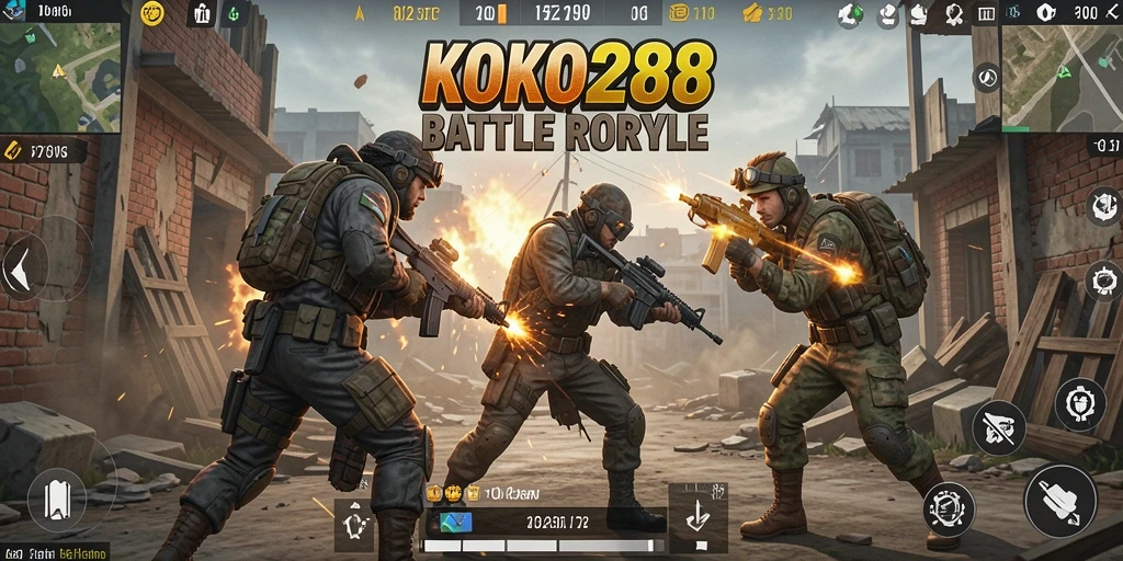 Screenshot KOKO288 menampilkan aksi intens dalam permainan Battle Royale.