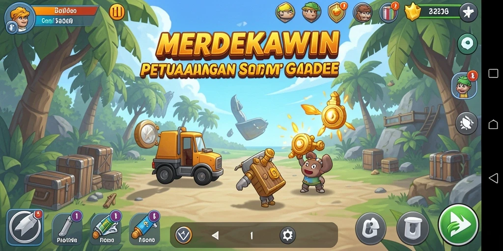 Screenshot gameplay MERDEKAWIN menampilkan momen seru dalam game Idle.