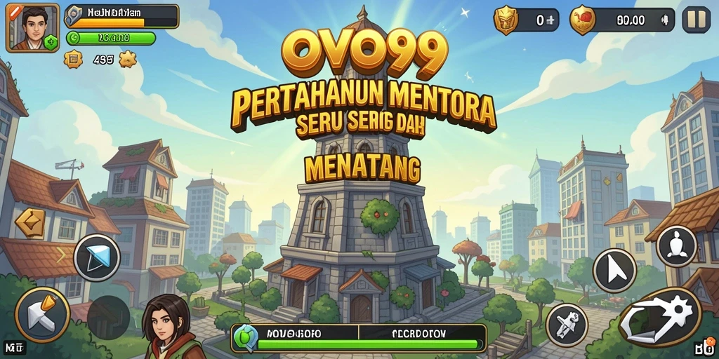 Tampilan gameplay OVO99 menampilkan strategi menara yang epik.