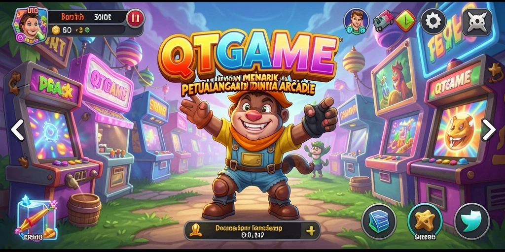 Tampilan gameplay QTGAME yang seru dan penuh aksi di level arcade.