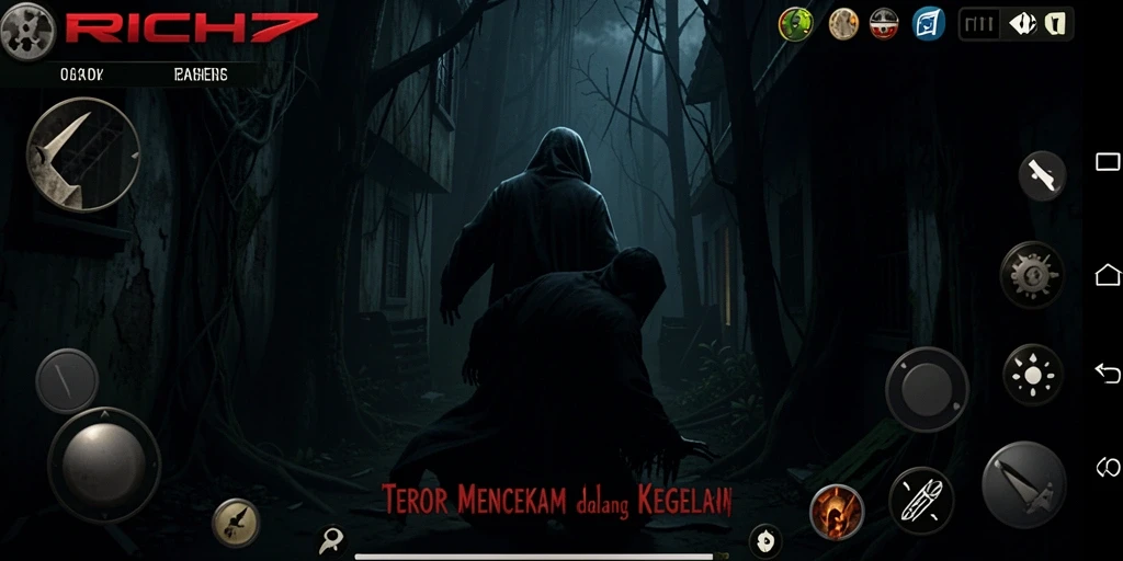 Screenshot RICH7 menampilkan suasana mencekam dalam gameplay.