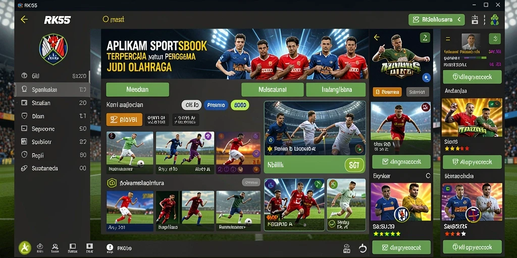 Screenshot RK55 menampilkan antarmuka taruhan olahraga yang dinamis dan interaktif.