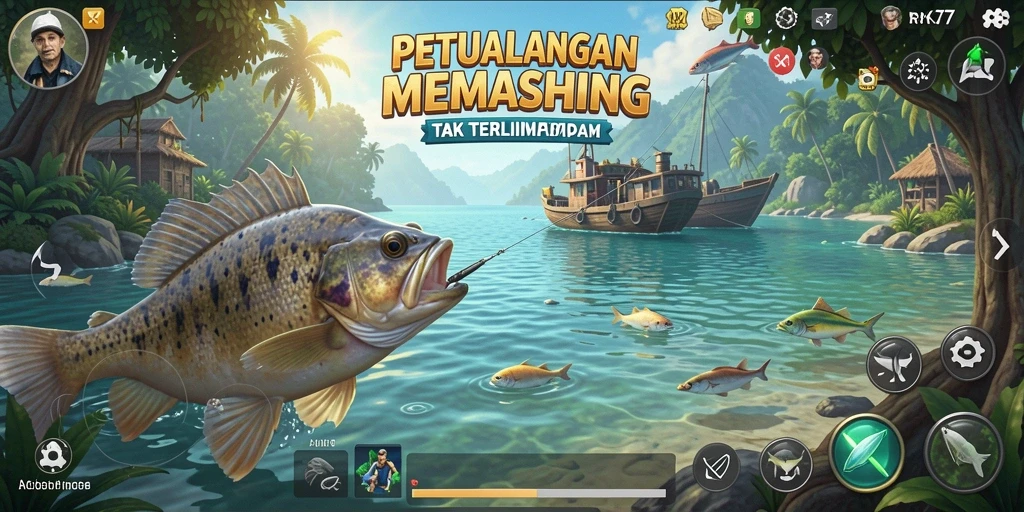 Gameplay RK77 yang mengasyikkan dan seru saat memancing.