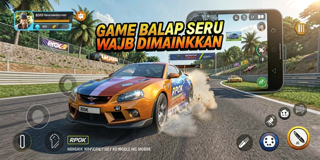 Tampilan gameplay seru dan mendebarkan dari RPOK saat balapan.
