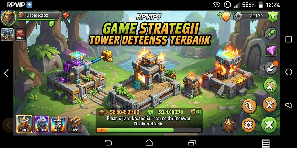 Tampilan gameplay RPVIP5 yang menegangkan dalam pertempuran Tower Defense.