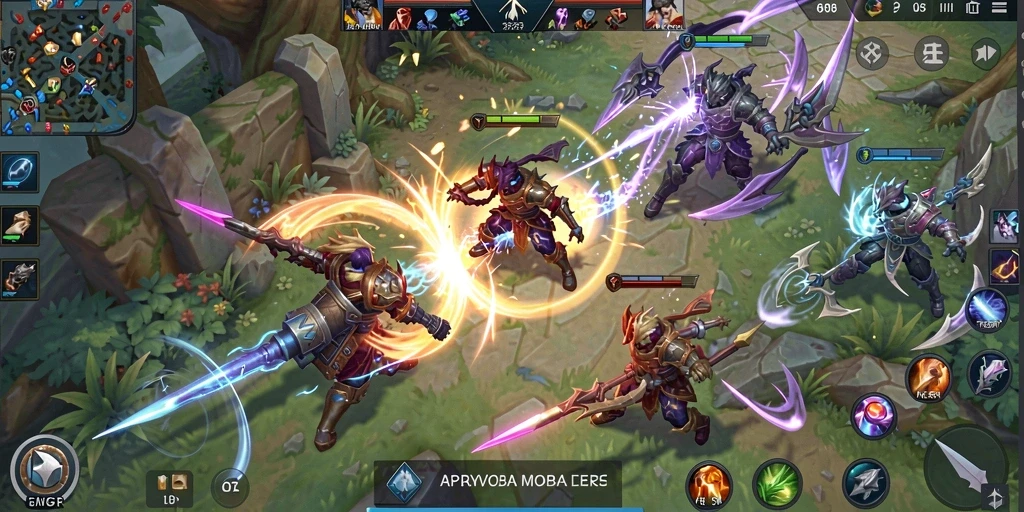 Screenshot gameplay RPYYY menampilkan pertarungan sengit antara tim.