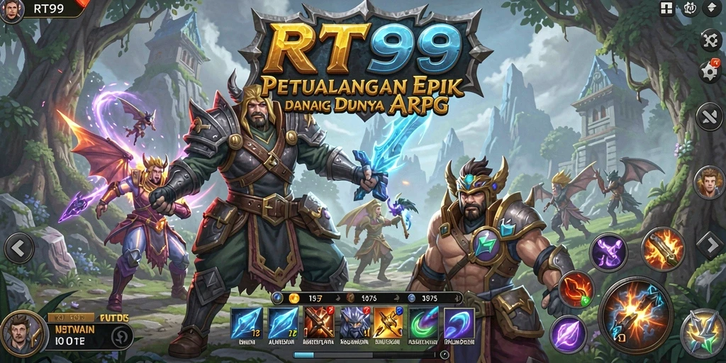 Tangkapan layar RT99 menampilkan aksi pertarungan dalam dunia ARPG yang menakjubkan.
