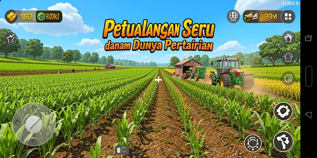 Tampilan gameplay SEHOKI yang menarik dengan ladang yang luas.