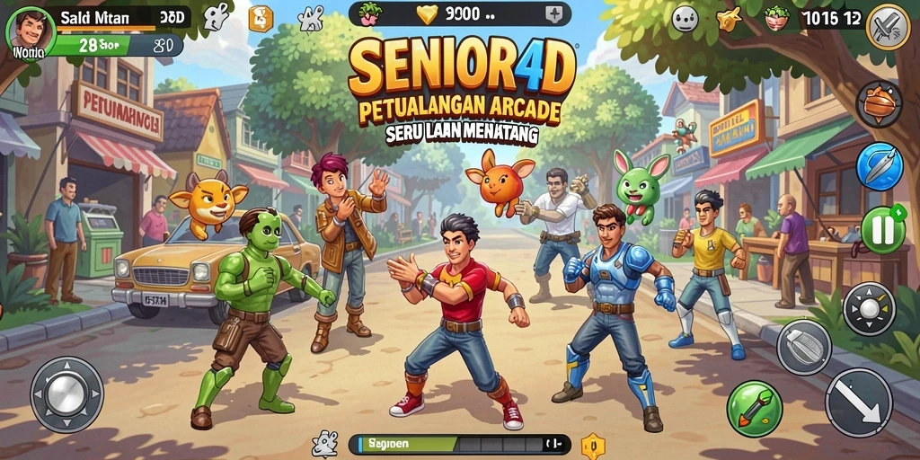 Tampilan gameplay seru dalam SENIOR4D yang memukau dan penuh aksi.