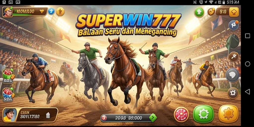Tampilan gameplay balapan mendebarkan di SUPERWIN777.