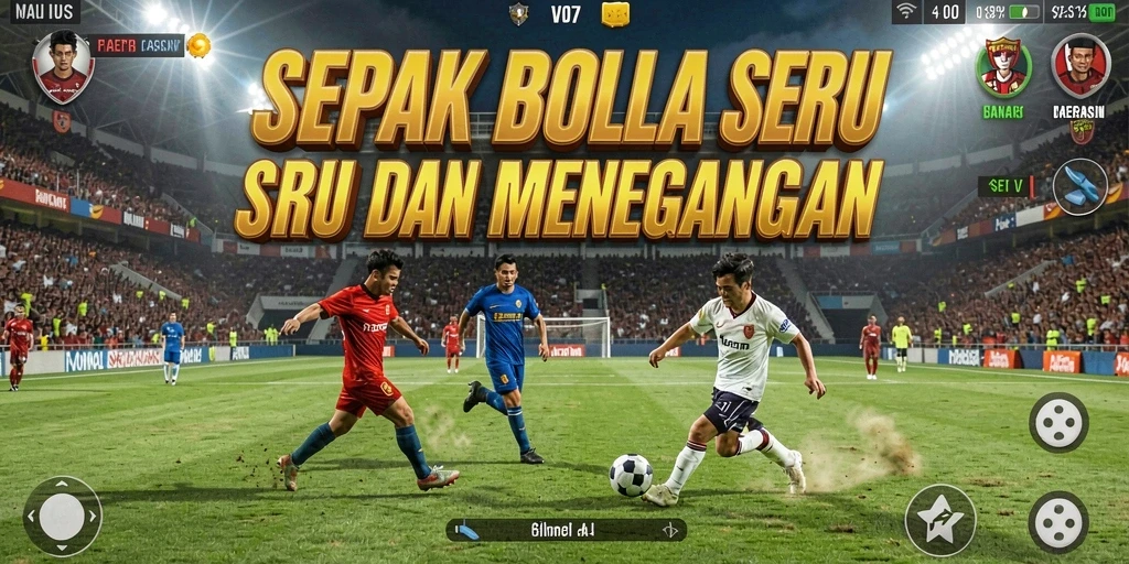 Tampilan gameplay V07 yang mendebarkan dan penuh aksi sepak bola.